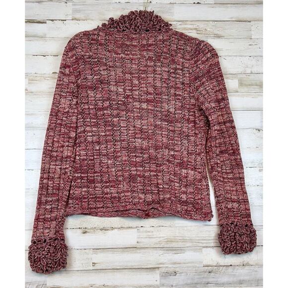 JH Collectibles Woman's Red Fringe Open Knit Cardigan With Loop Details Sz. Lg. - Picture 4 of 8